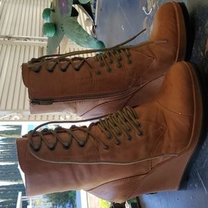 Vince C. Lace up leather wedges